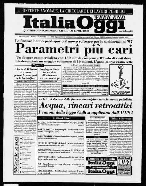 Italia oggi : quotidiano di economia finanza e politica